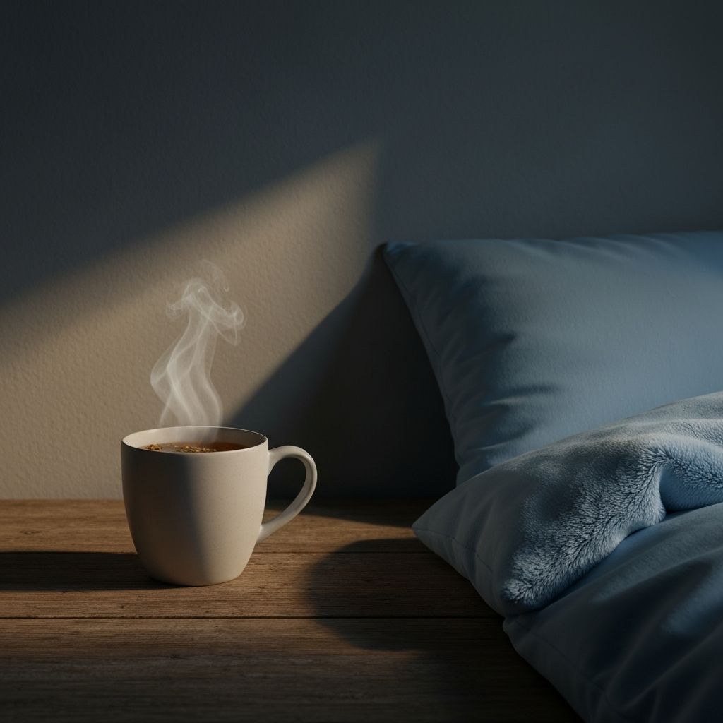 Peaceful sleep environment with warm lighting